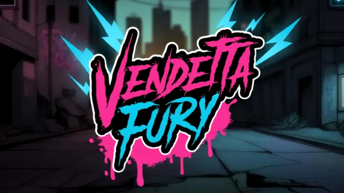Tampilan visual slot Vendetta Fury dengan nuansa neon cyberpunk